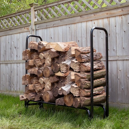 Pure Garden 4-Foot Firewood Storage Rack, Black 50-124